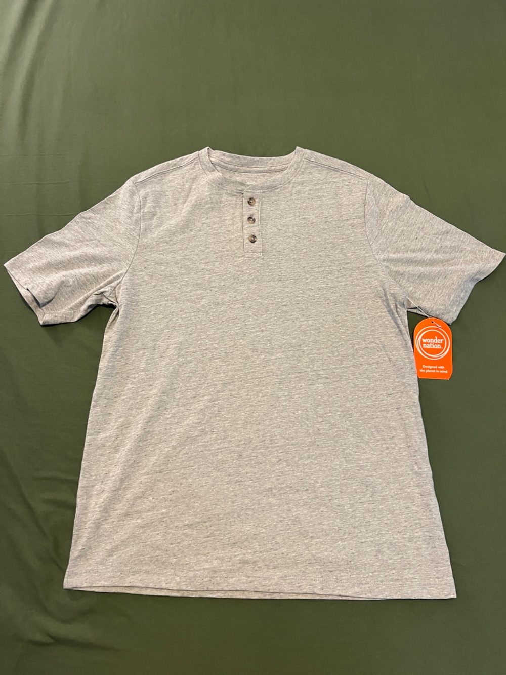 Kids Gray Short Sleeve Tee with Button Placket Boy’s Size XXL 18